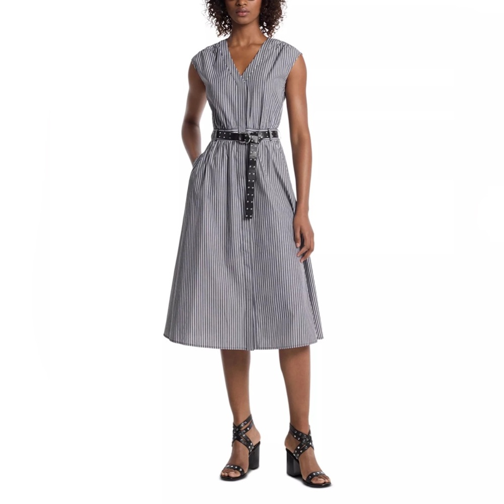 Michael Kors Monochrome Striped Midi Dress